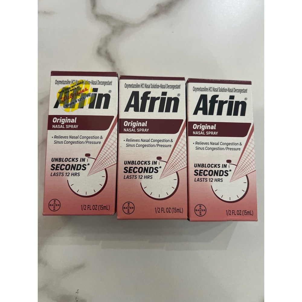 3 Afrin Original Nasal Spray 12 Hour Relief 0.5 fl oz 15mL Oxymetazoline HCl